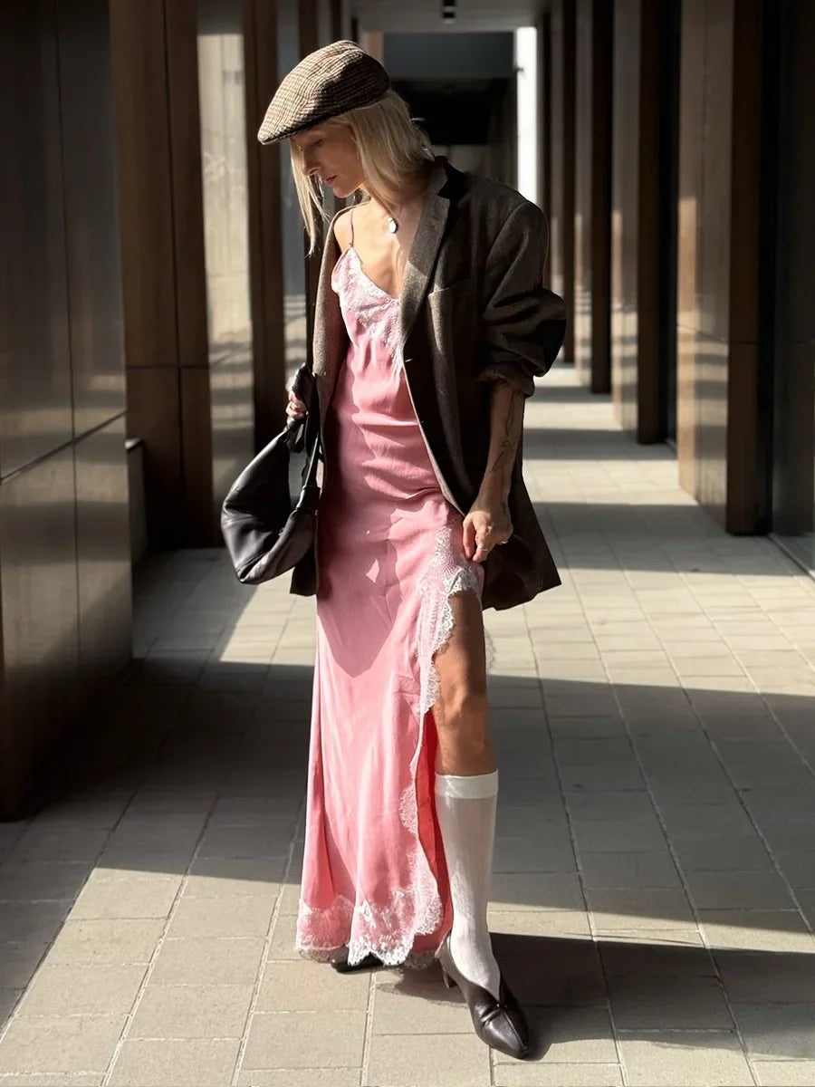 Rosalie Satin Lace Maxi Dress