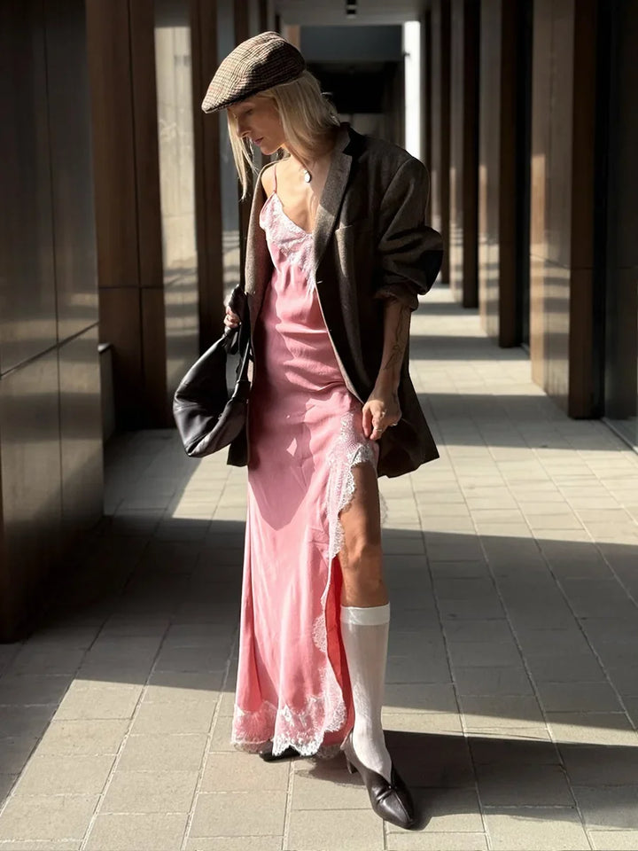 Rosalie Satin Lace Maxi Dress