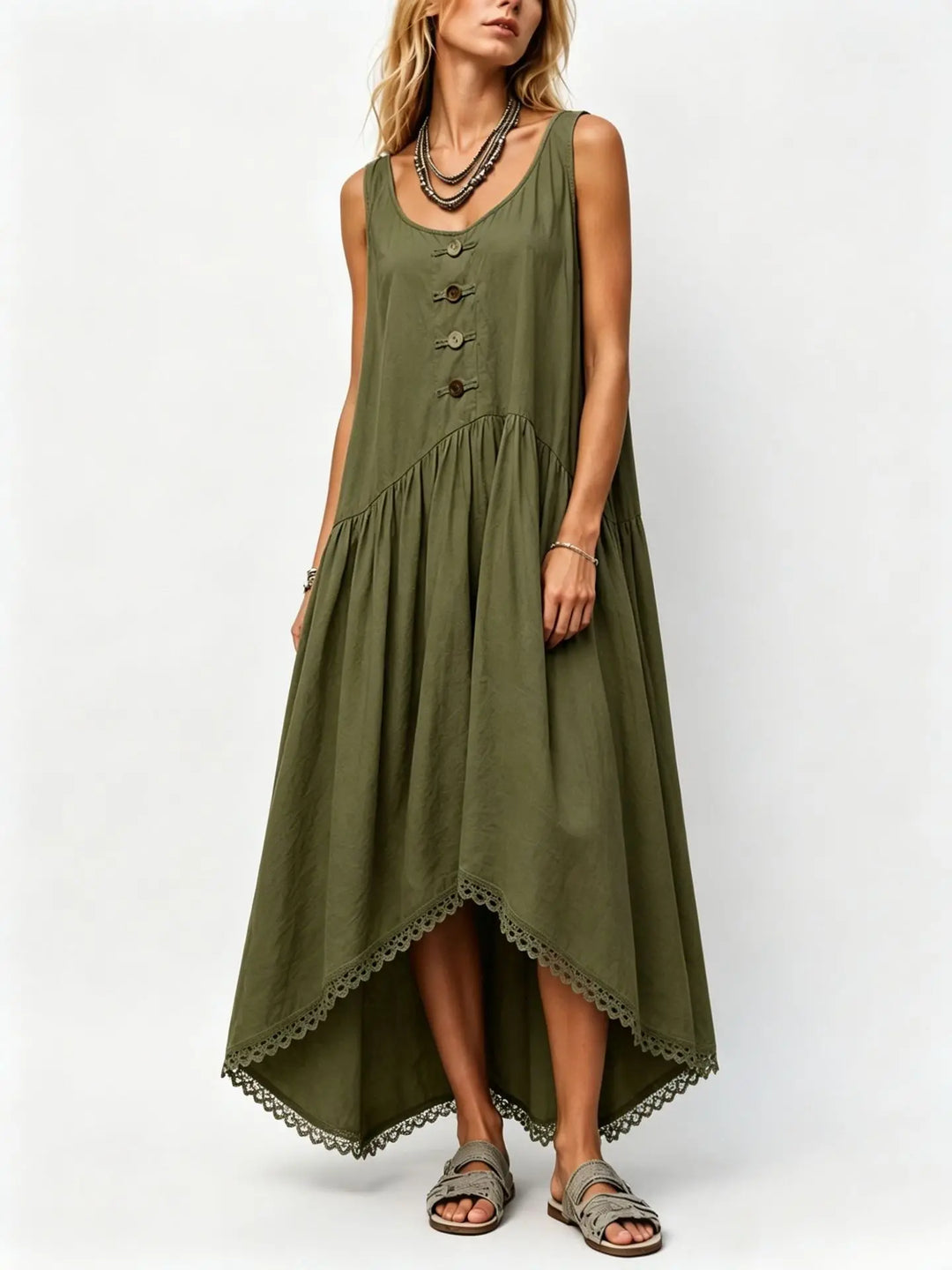 Taylor Flowy Asymmetrical Midi Dress