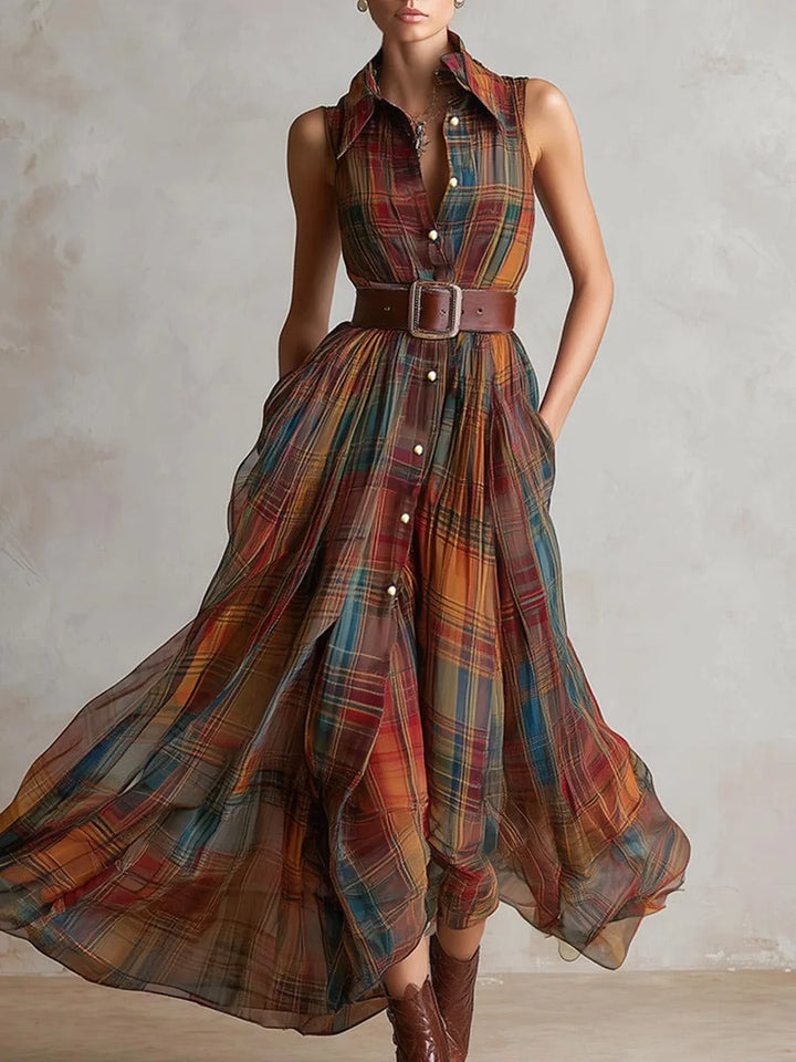 Evangeline Plaid Bohemian Maxi Dress