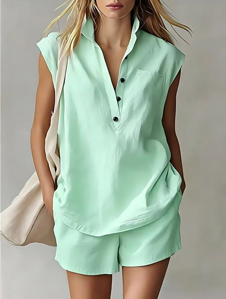 Harlow Breathable Cotton Linen Shorts Set
