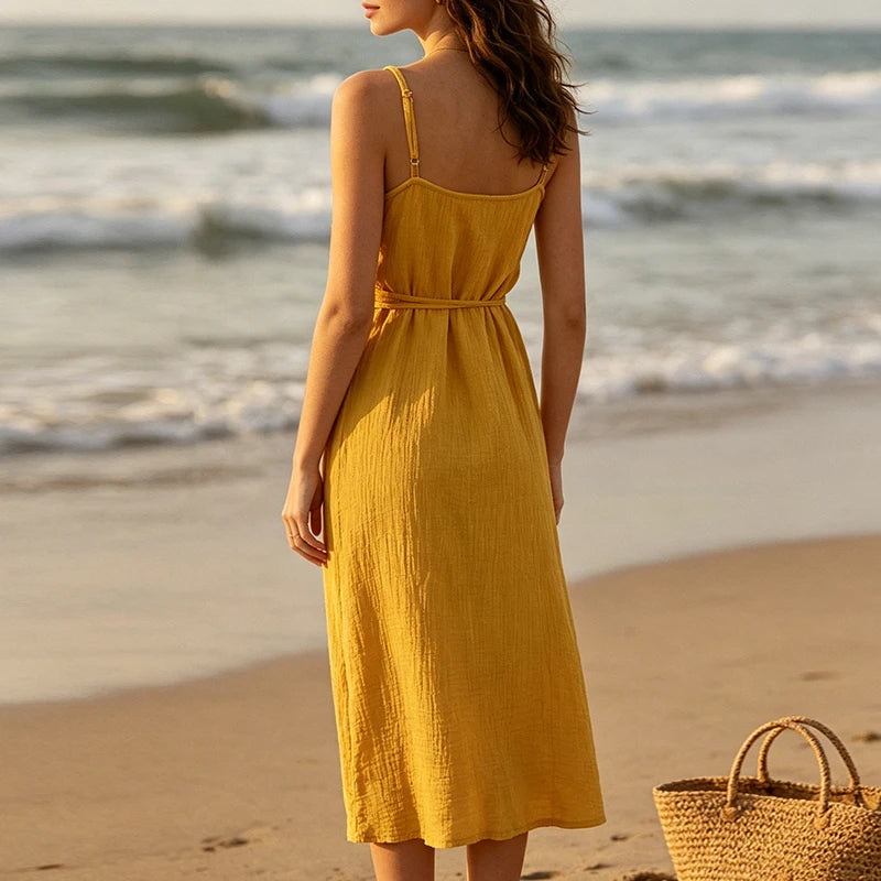 Anastelle Relaxed Sleeveless V Neck Maxi Dress