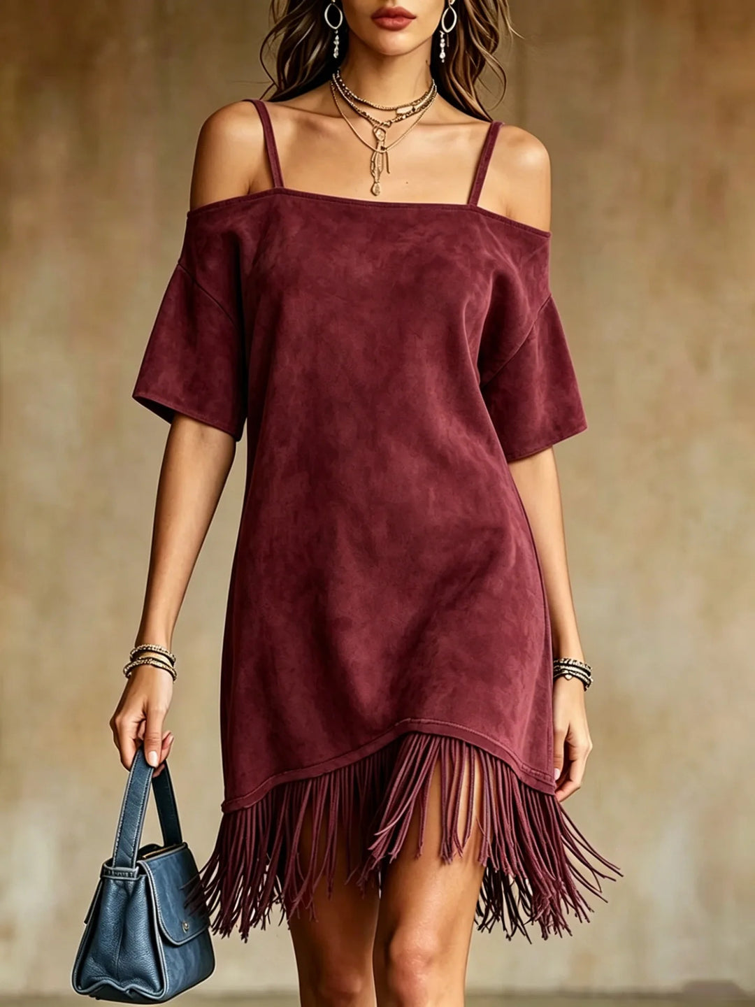 Jade Fringe Mini Dress