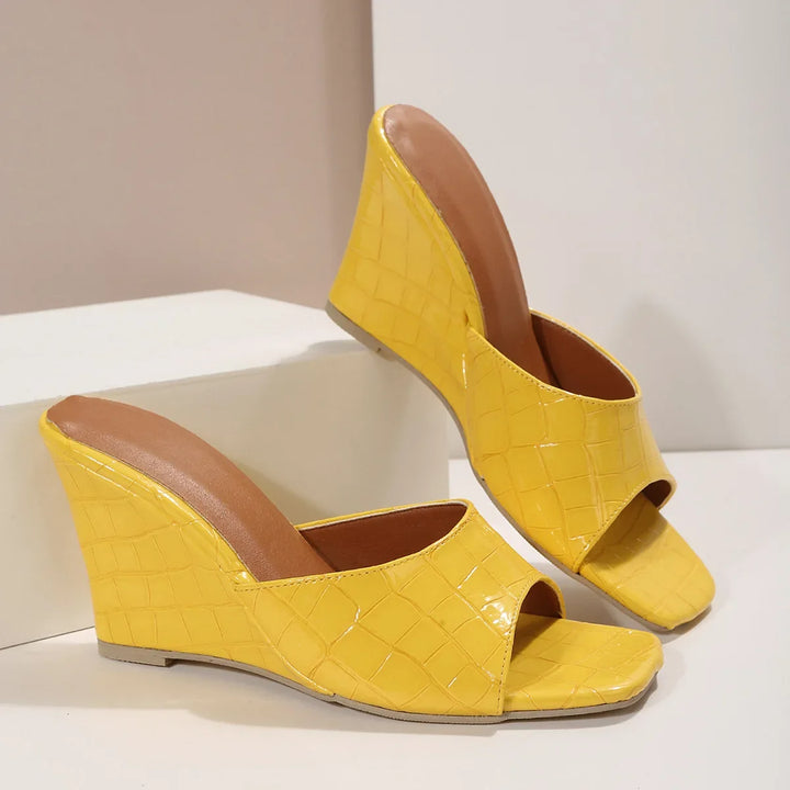 Monroe Leather Embossed Wedge Sandals