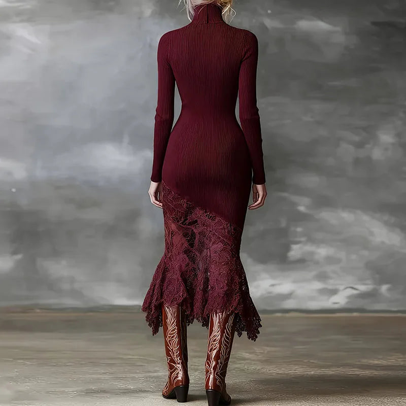 Vivienne Ribbed Turtleneck Dress