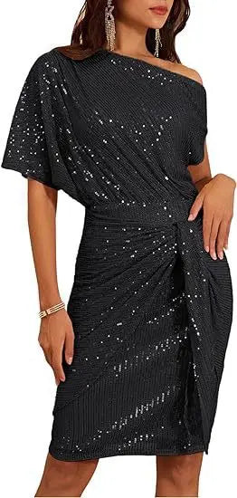 Jade Elegant Sequined Ruched Party Midi Dress