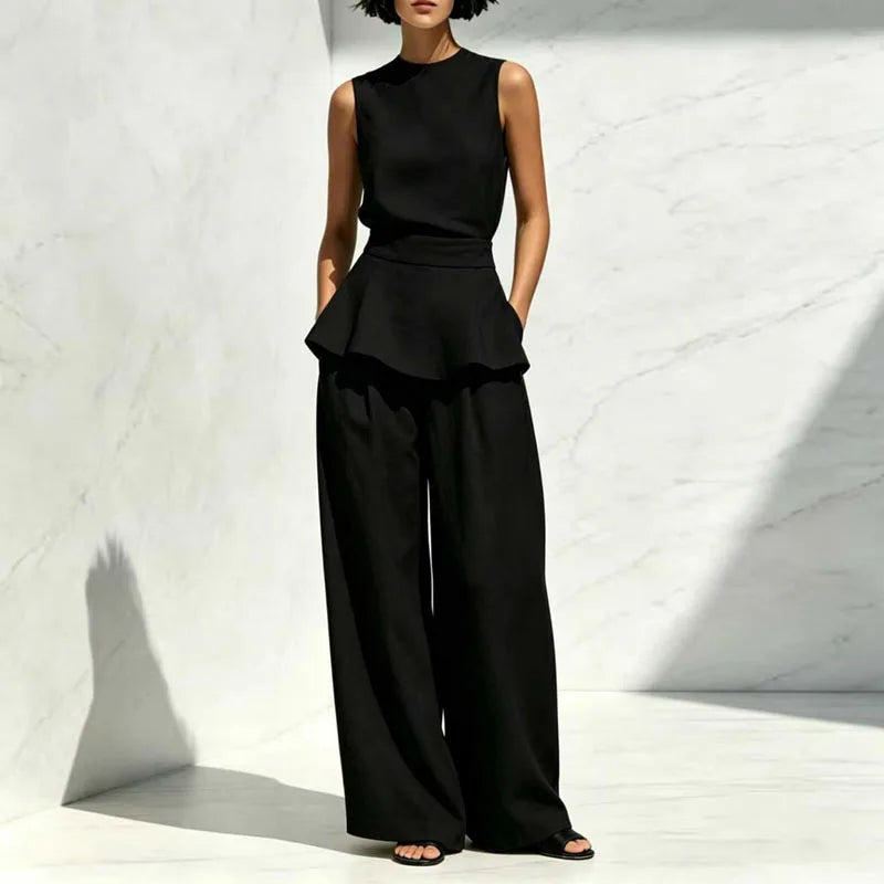 Camila Sleeveless Wide Leg Pants Set