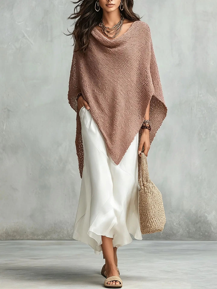 Delaney Knit Poncho Maxi Dress Set