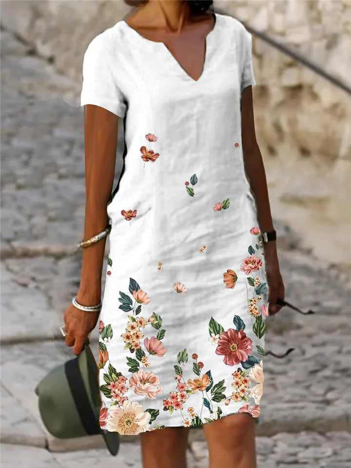 Christina Floral V Neck Mini Dress
