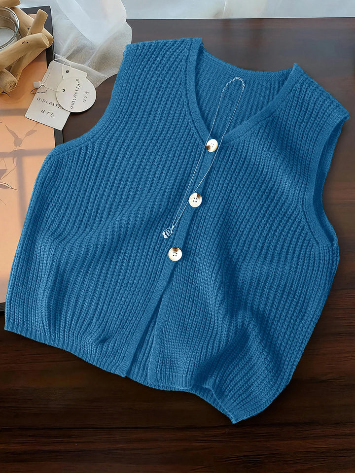 Elma Sleeveless V Neck Cardigan