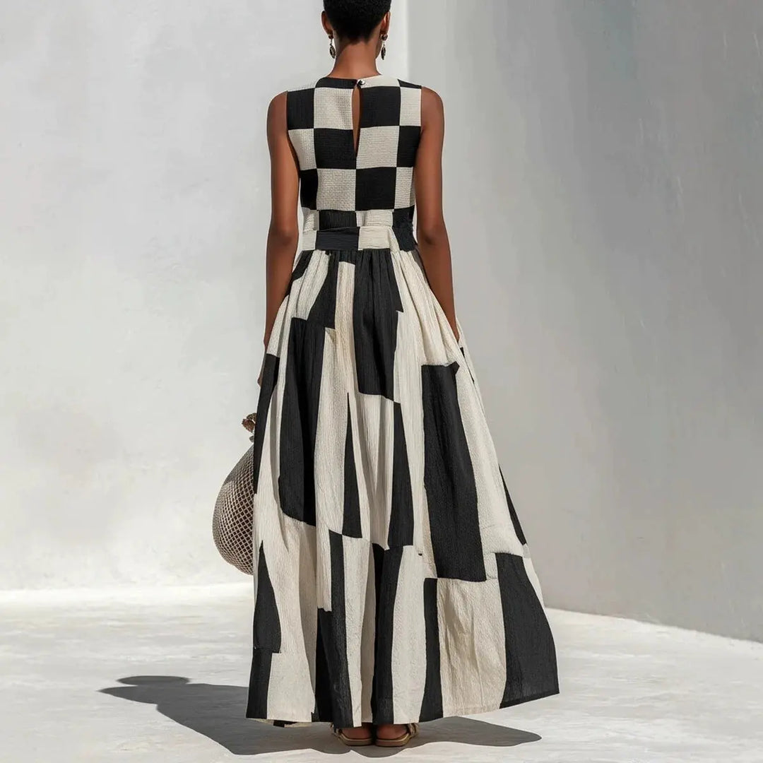 Colette Geometric Patchwork Maxi Dress