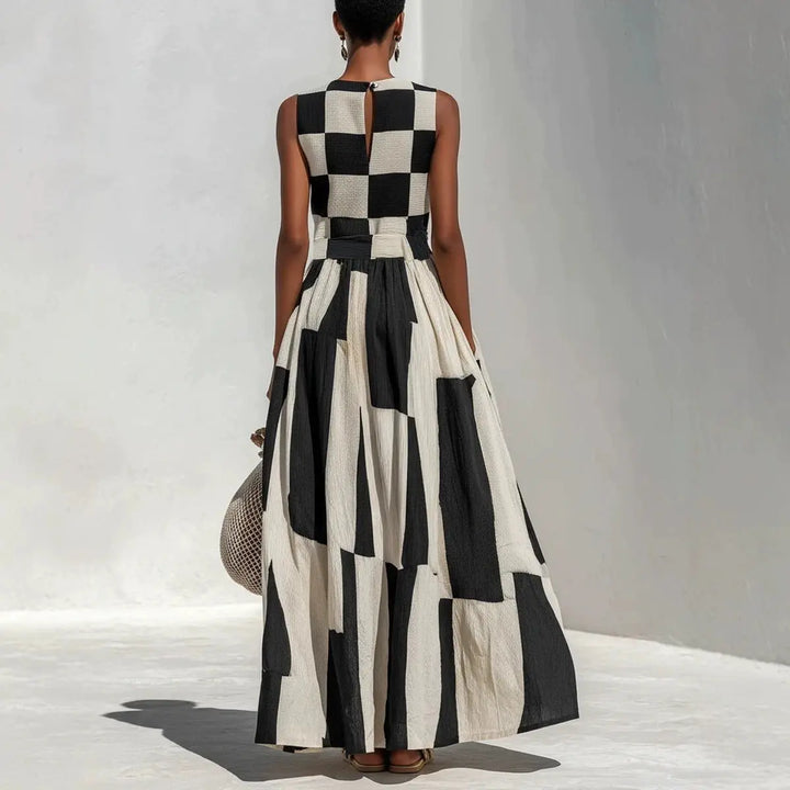 Colette Geometric Patchwork Maxi Dress