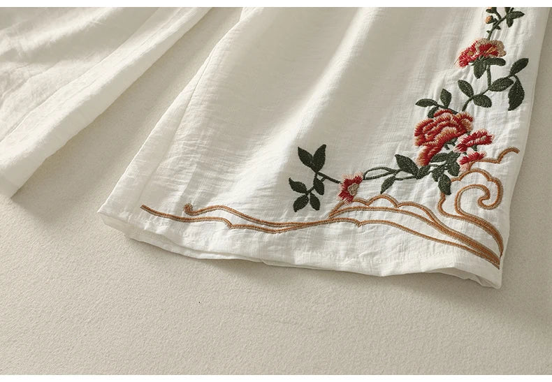 Lucy Embroidered Linen Trousers
