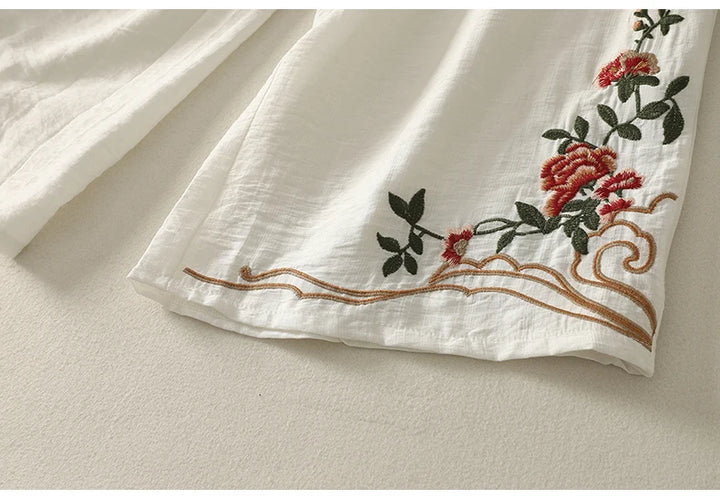 Lucy Embroidered Linen Trousers