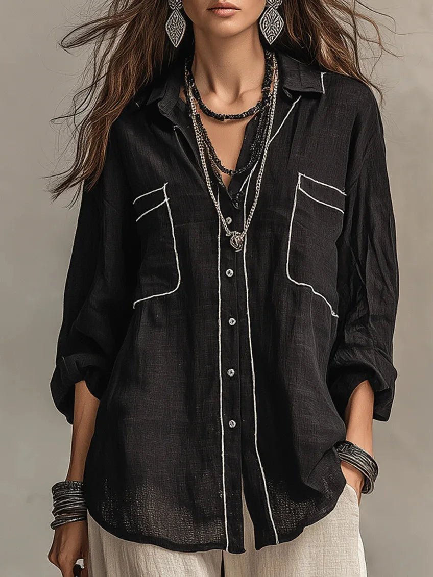 Abigail Casual Linen Blend Blouse