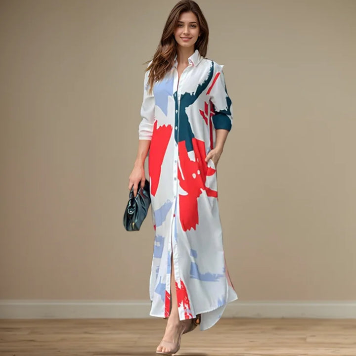 Aveline Abstract Shirt Maxi Dress