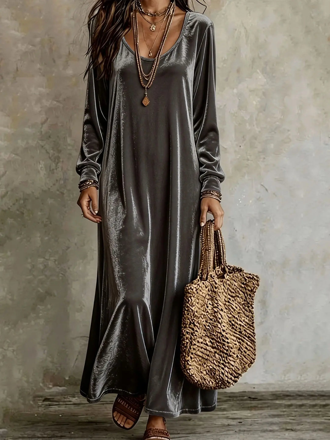 Selene Velvet Finish Maxi Dress