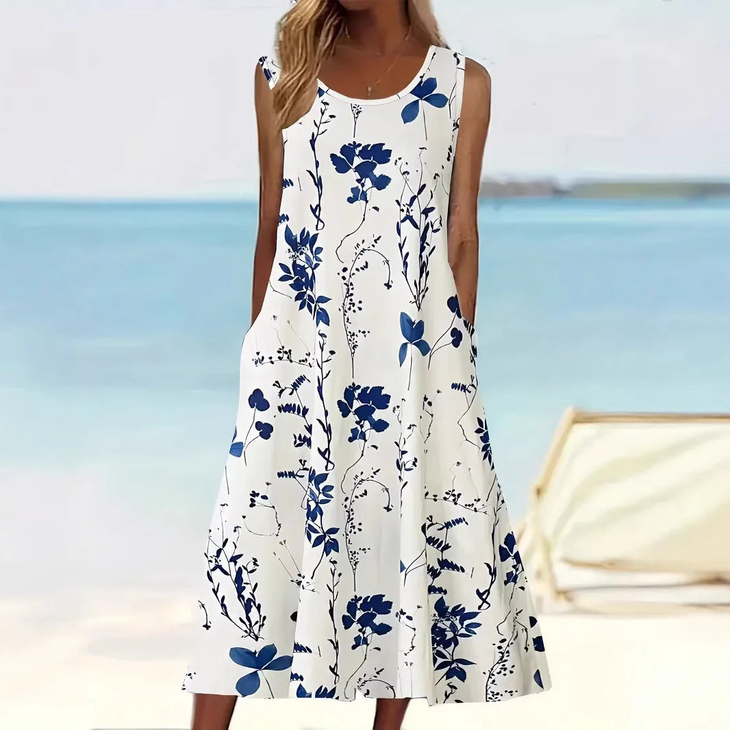 Eleanor Sleeveless Floral Print Midi Dress