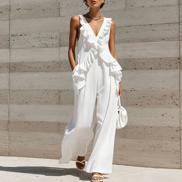 Angela Ruffle Trim Jumpsuit