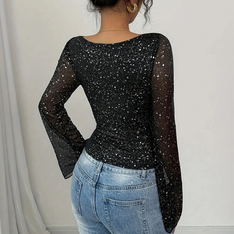 Charlotte Sequin Mesh Blouse