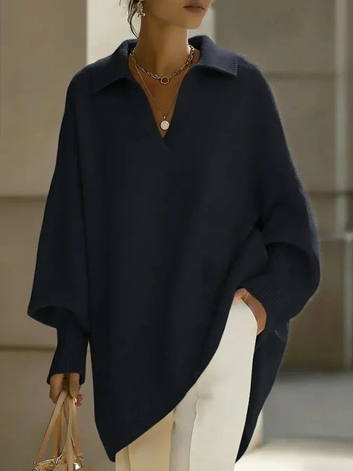 Elise Oversized V Neck Knit Sweater