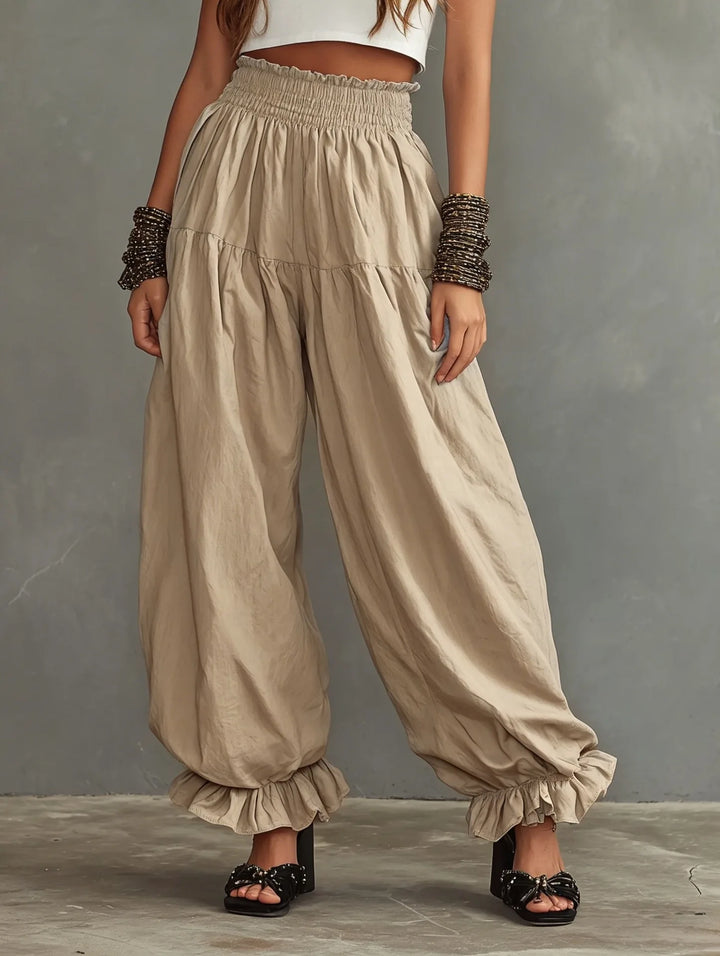 Vienna Elastic Waist Wide Leg Trousers