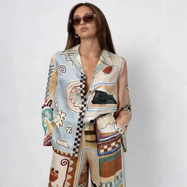 Monroe Abstract Print Trouser Set