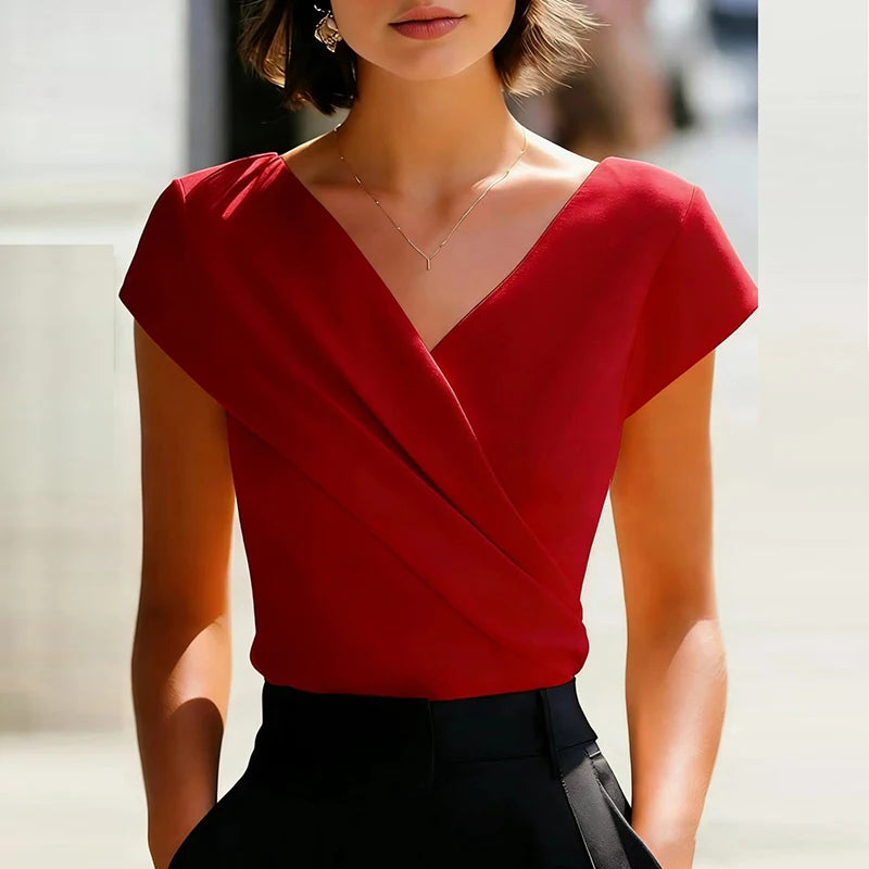 Viviana Wrap Front V Neck Blouse