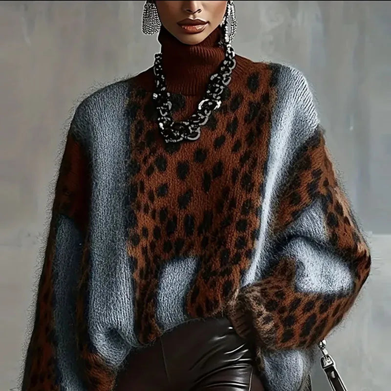 Marlowe Cozy Leopard Knit Sweater