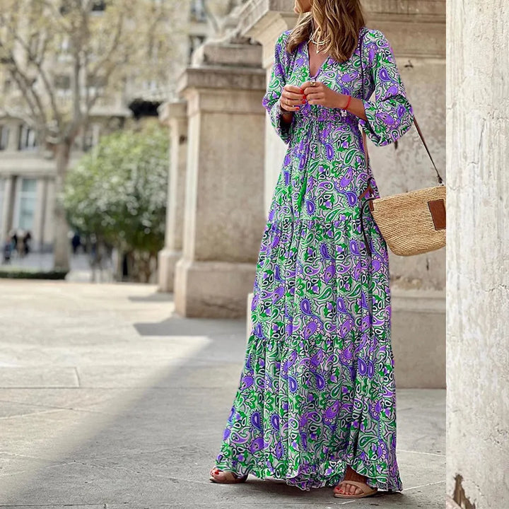 Genevieve Boho Print Vintage Summer Dress