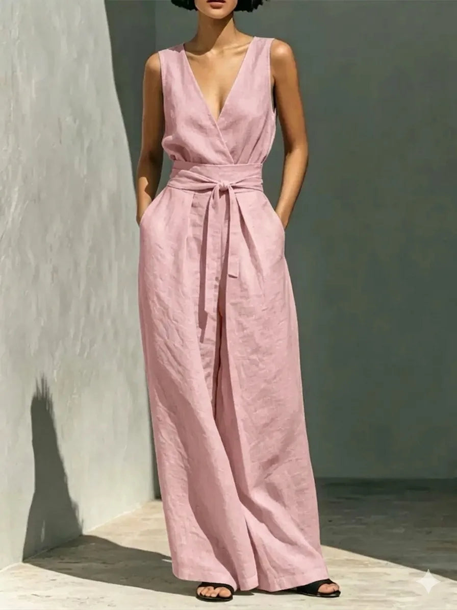 Camille Front Tie Wide Leg Jumpsuit