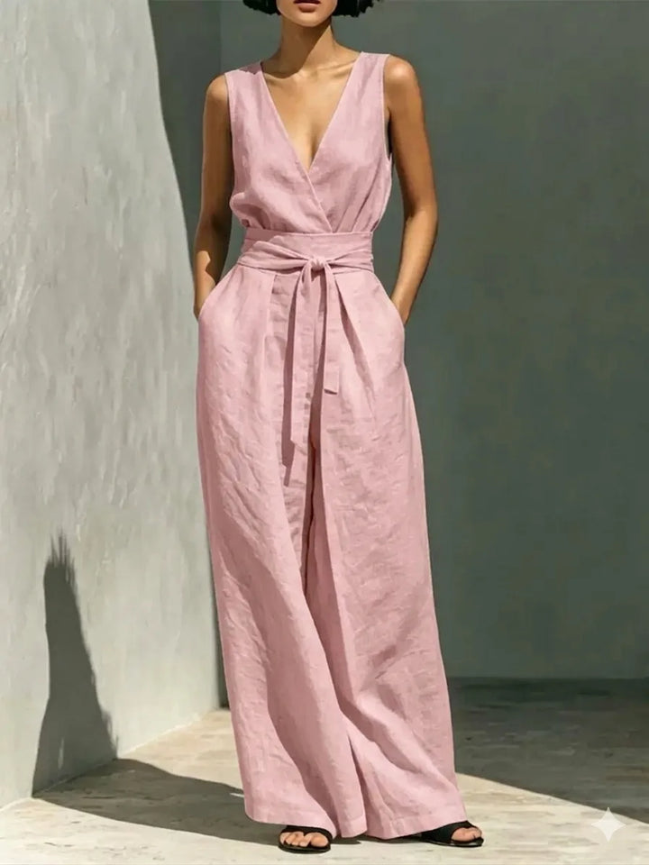 Camille Front Tie Wide Leg Jumpsuit