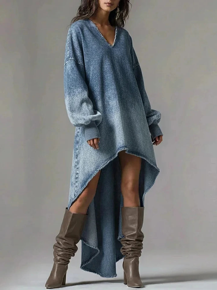 Willa Washed Denim Maxi Dress