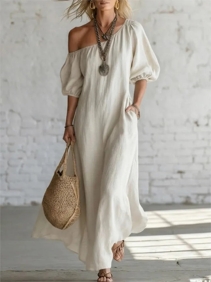 Amber One Shoulder Puff Sleeve Maxi Dress