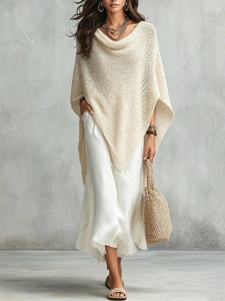 Delaney Knit Poncho Maxi Dress Set