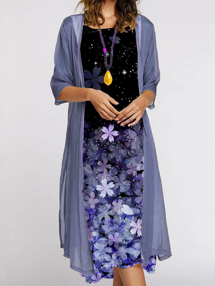 Kia Floral Cardigan Midi Dress