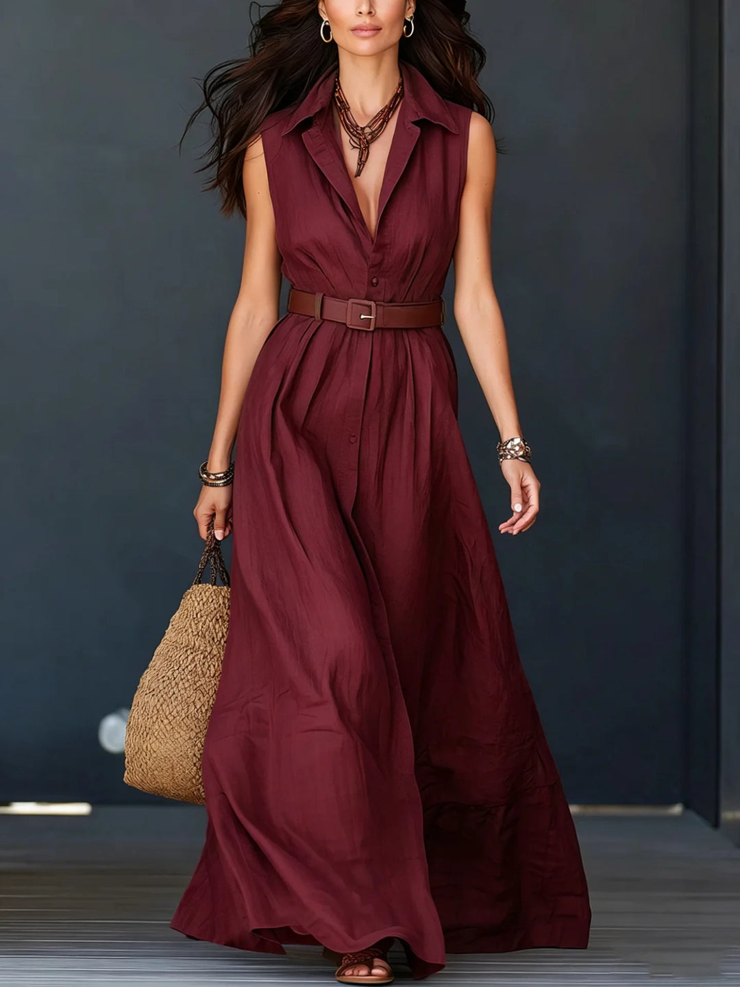 Addison Elegant Maxi Shirt Dress