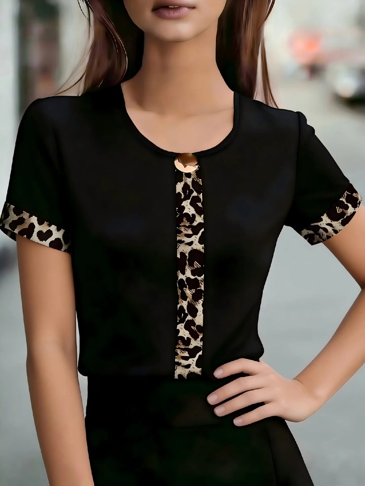 Aylin Leopard Trim Blouse