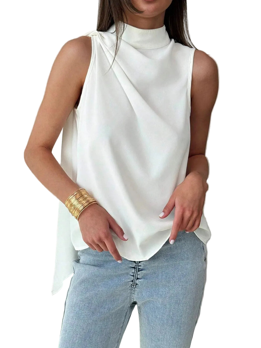Avery Elegant Sleeveless High Neck Blouse