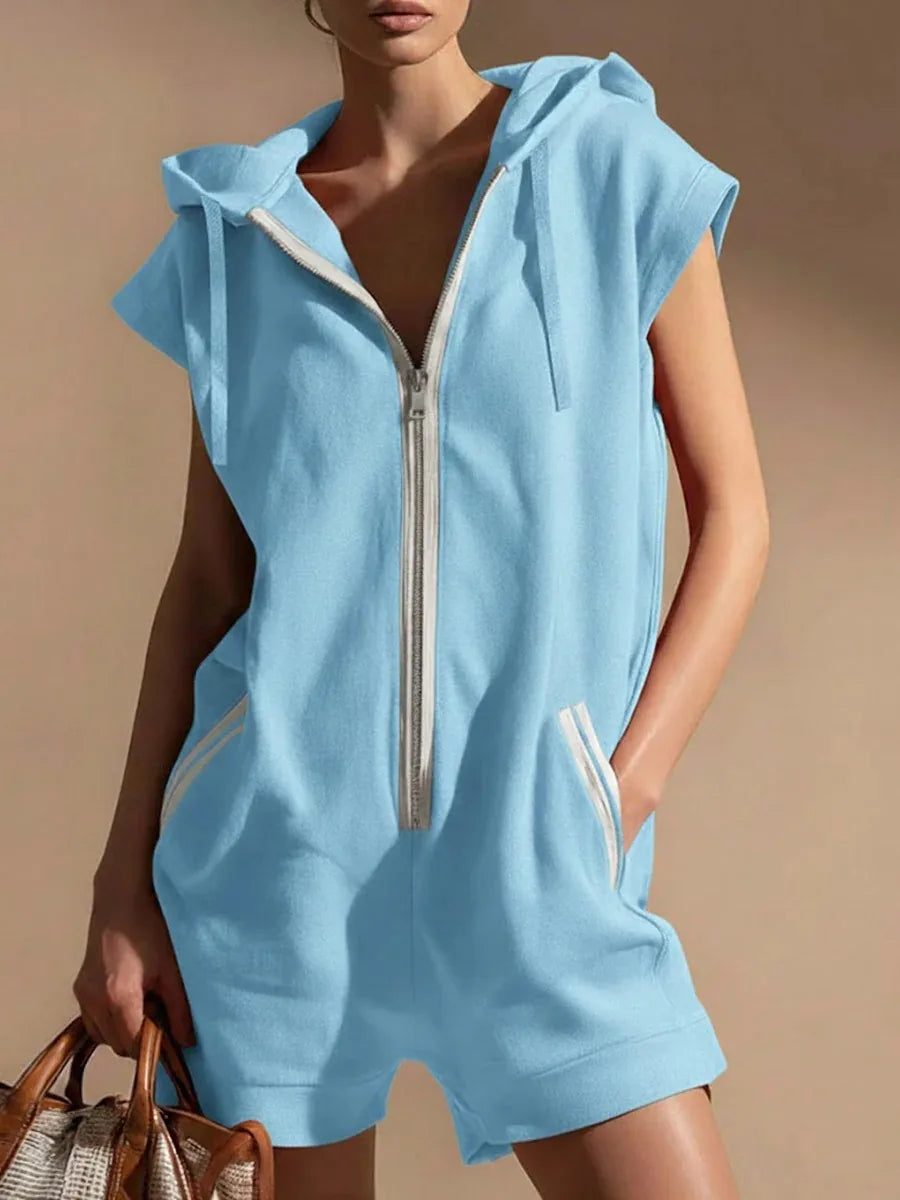 Zoe Hooded Zip Front Romper