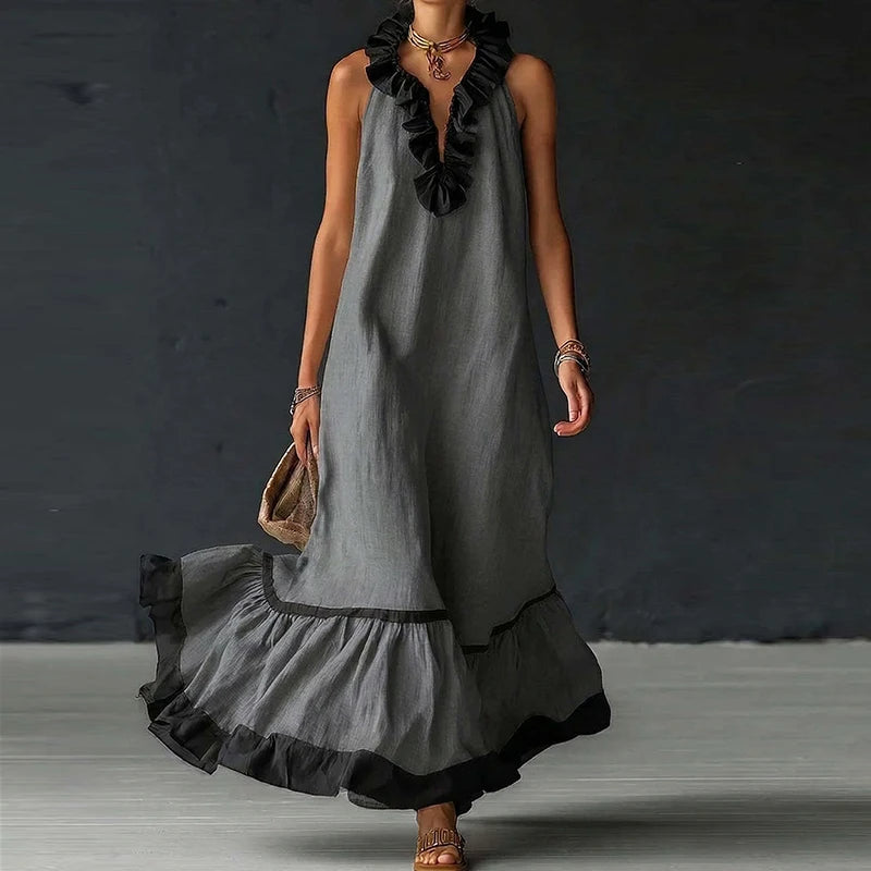 Macy Ruffle Trim Maxi Dress