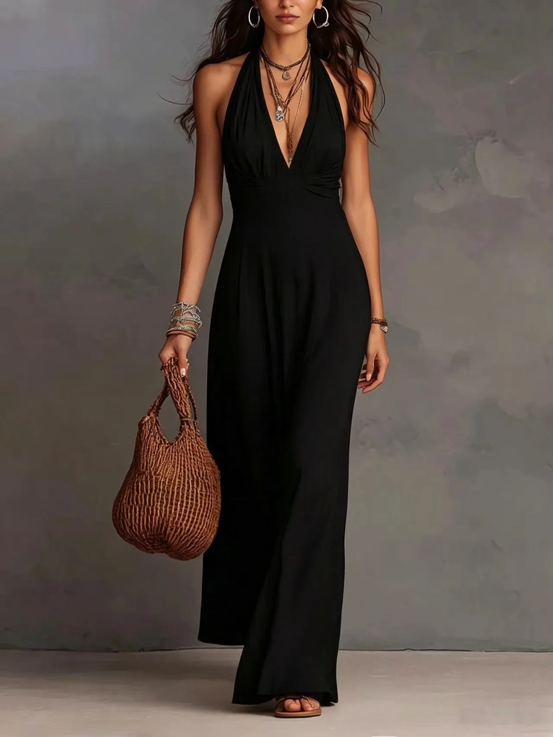 Angel  V-Neck Elegant Maxi Dress