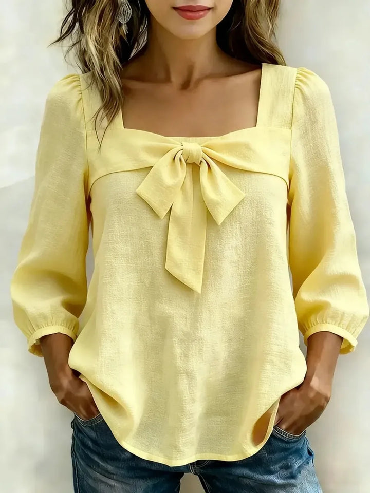 Emilia Soft Bow Detail Square Neck Blouse