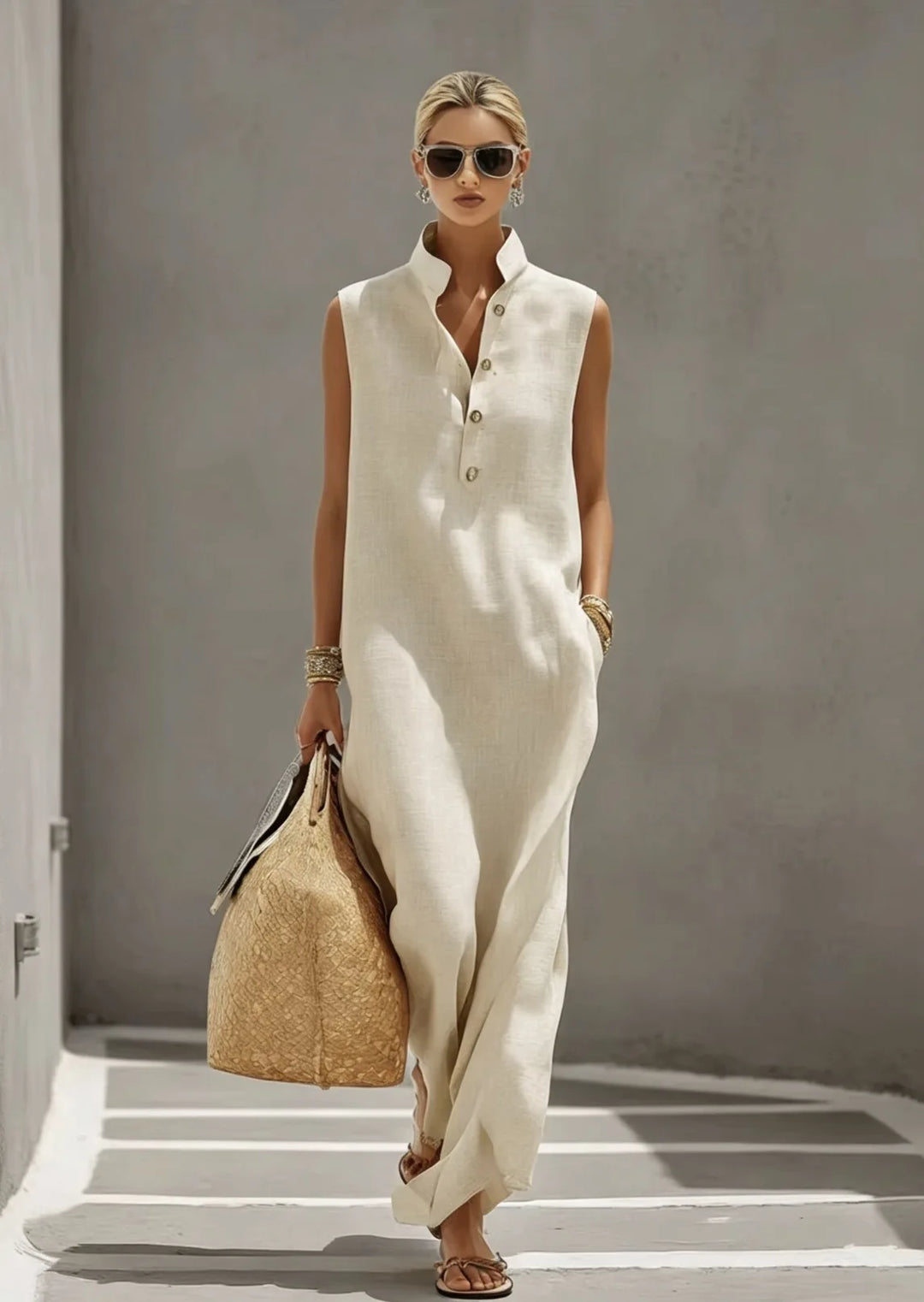 Willa Elegant Chic Linen Maxi Dress