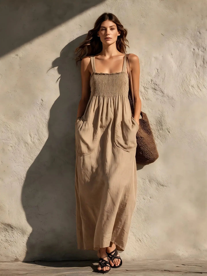Marisol Shirred Pocket Maxi Dress