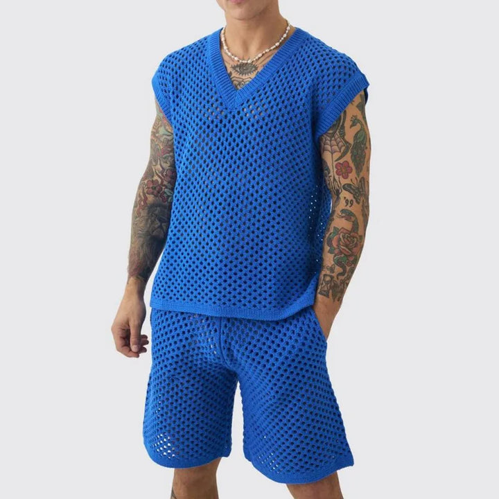 Sebastian V Neck Knit Short Set