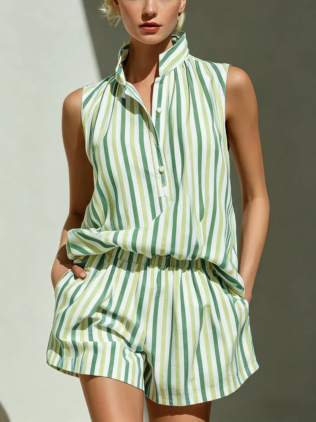 Maren Striped Vest And Shorts Co-Ord Set