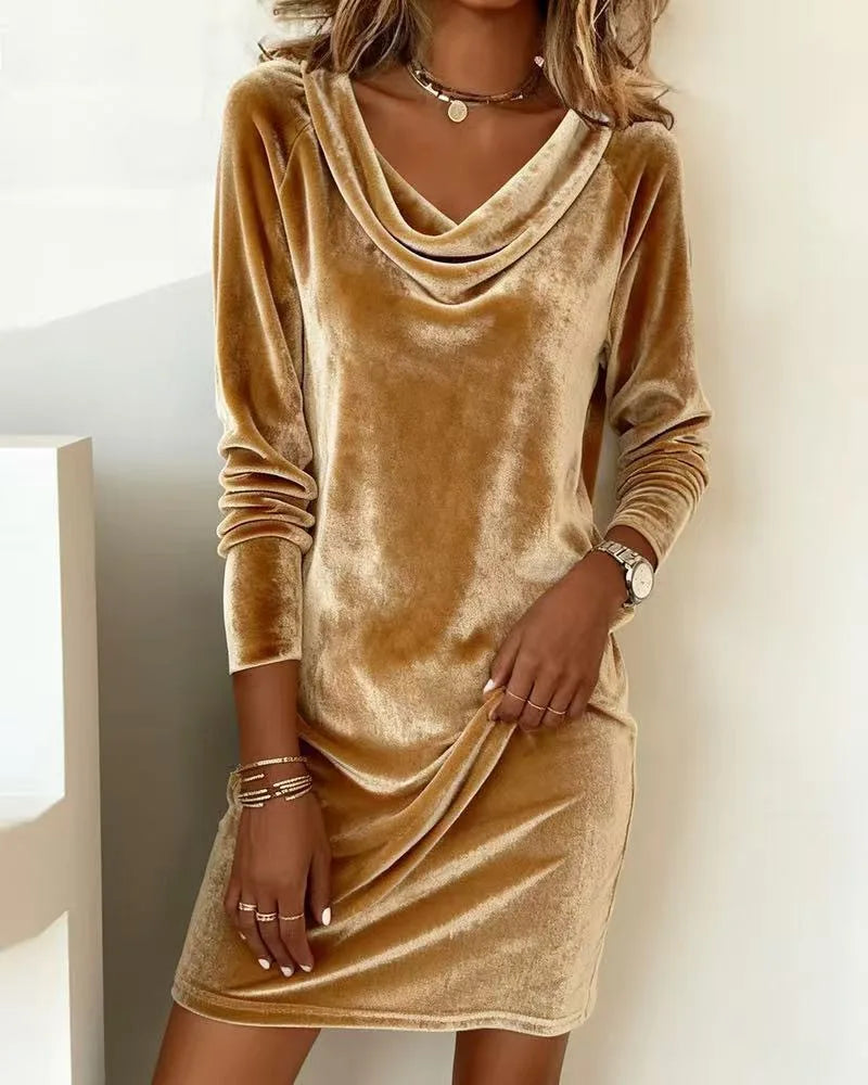 Romy Cowl Neck Velvet Dress