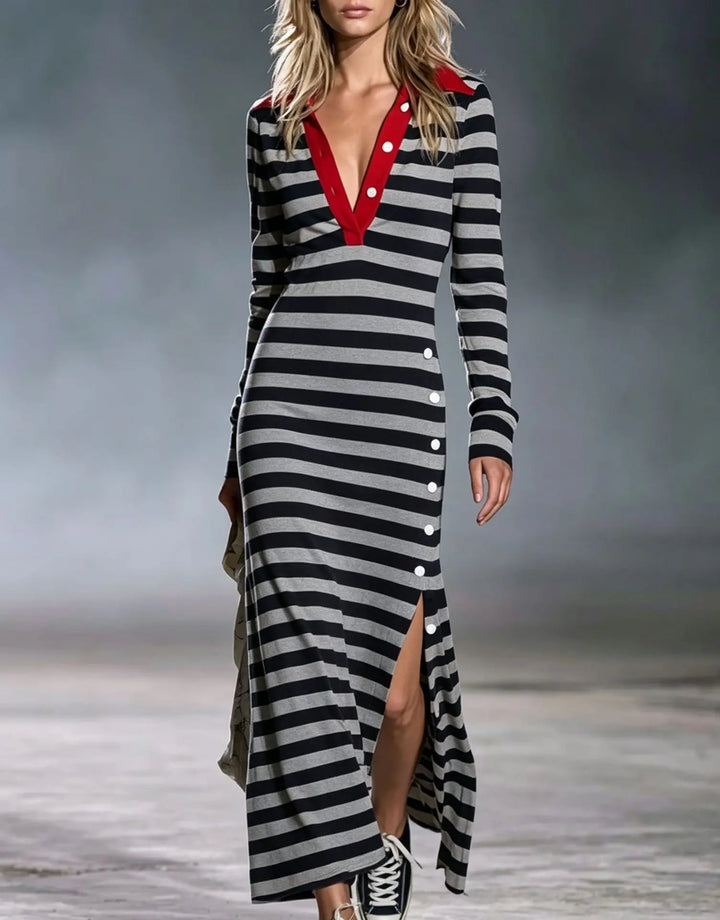 Imogen V Neck Stripe Dress