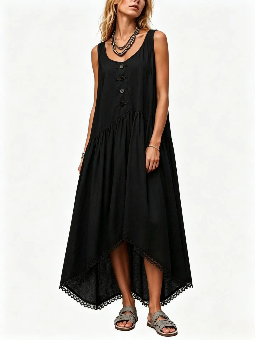 Taylor Flowy Asymmetrical Midi Dress